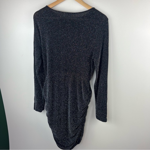 LEITH Shimmer Ruched Mini Dress in Black Multi - Picture 6 of 12